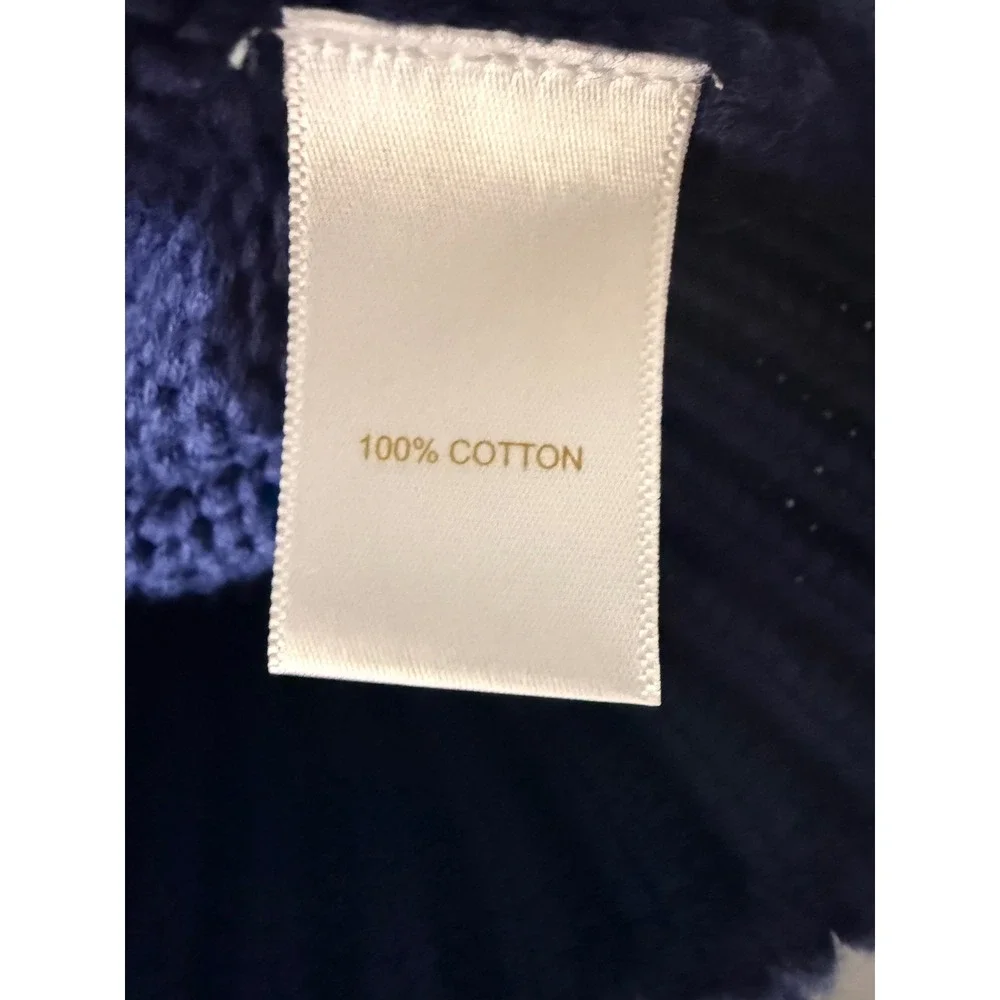 Caroline constas cropped navy cotton cardigan cream buttons small